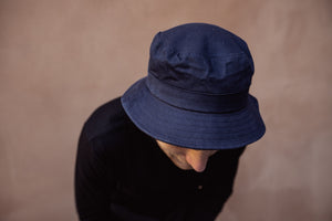 Wavy Cotton Bucket Hat - Navy